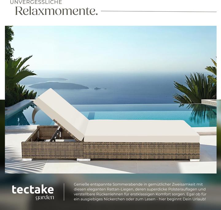Produktbild tectake Sonnenliegen Rattan (184 cm)