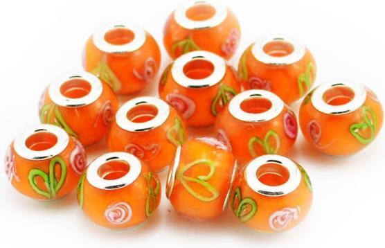 Image du produit Hermex Verre Bead Perle argenté 925 - Orange (Verre, Argent 925)