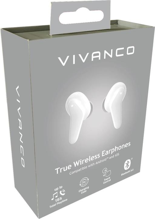 Produktbild Vivanco Fresh Pair Headset In-ear Calls/Music Bluetooth White (12 h, Kabellos)