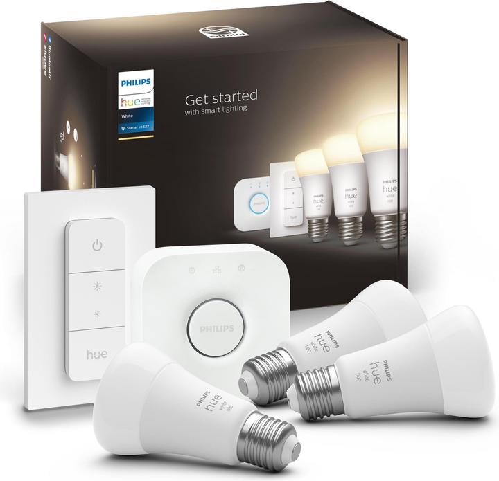 Produktbild Philips Hue White Starter Set (E27, 9.50 W, 1055 lm, 3 x, F)