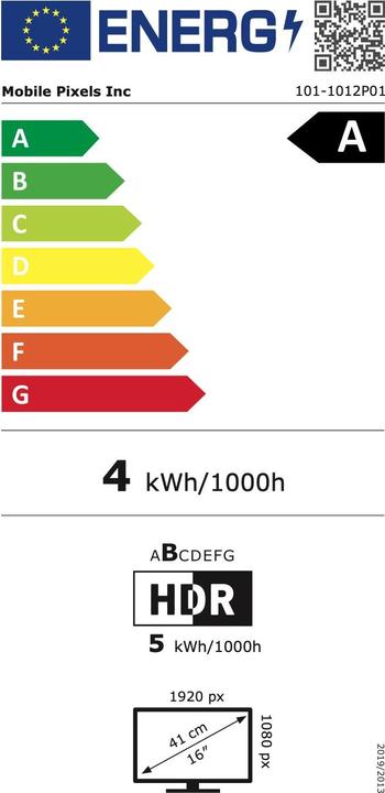Energie-Label Mobile Pixels Glance Plus (1920 x 1080 Pixel, 15.60")