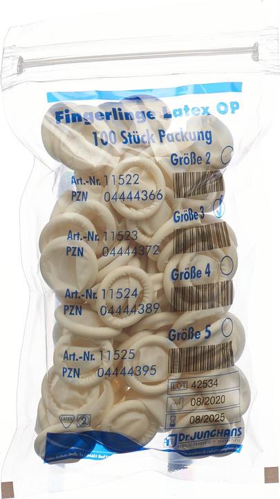Produktbild Dr. Junghans Fingerlinge Latex Grösse 3 puderfrei 100 Stück (3)