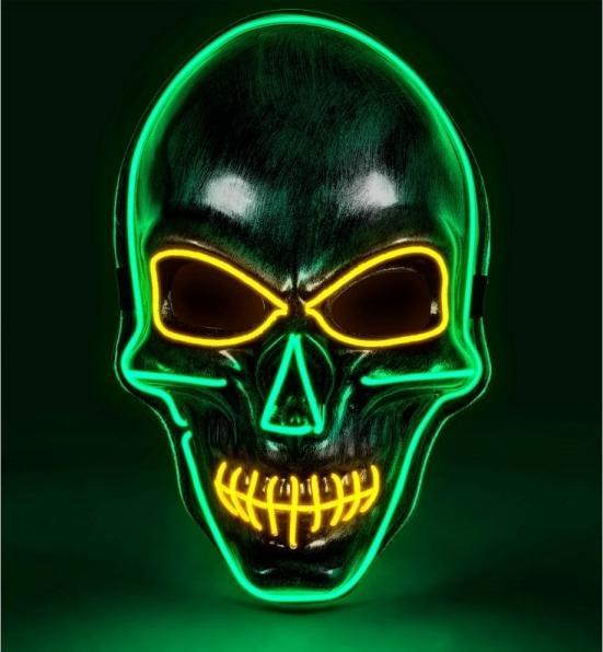 Produktbild Widmann Silberne Totenkopfmaske mit LED Beleuchtung