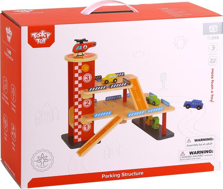 Produktbild Tooky Toy Holz-Parkhaus TL698, 22-tlg