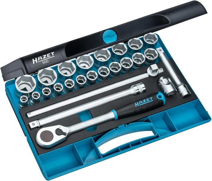 Actual product image HAZET Socket set 900 ∙ Square, hollow 12.5 mm (1/2 inch) ∙ Outside hexagon traction profile ∙ 10 - … (31 mm, 26 mm, 22 mm, 17 mm, 28 mm, 16 mm, 24 mm, 21 mm, 14 mm, 29 mm, 10 mm, 30 mm, 23 mm, 20 mm, 19 mm, 27 mm, 15 mm, 25 mm, 13 mm, 32 mm, 18 mm, 11 mm, 12 mm)