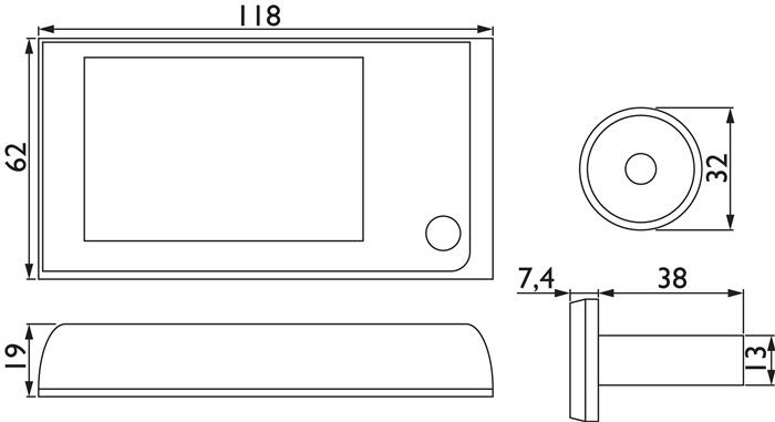 Productafbeelding Hermat Digitale deurkijker 8991 metaal/kunststof 120graden 38 mm/116mm (Digitaal)