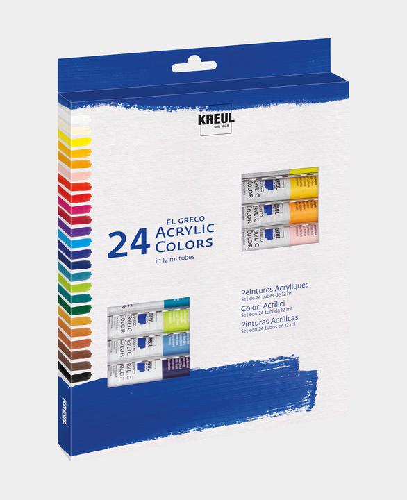 Actual product image Kreul El Greco (Ivory, Real yellow lemon, Vandyck, Portrait pink, Titanium white, Ultramarine blue, Lights Ochre, Siena Nature, Magenta, Indian yellow, Chrome oxide green, Madder Red, vermilion, Dark turquoise blue, Cadmium Yellow Light, 288000000 ml)