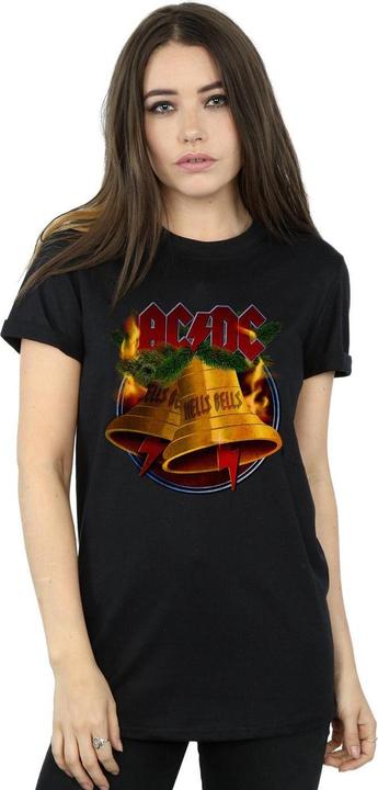 Actual product image AC/DC Womens/Ladies Christmas Hells Bells Cotton Boyfriend T-Shirt (3XL)