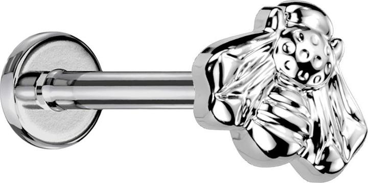 Star Piercing Micro Labret Innengewinde silber Biene silber (ohne Messing, Titan G23)