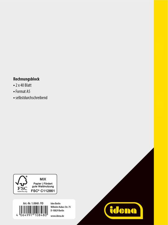 Immagine prodotto Idena Libro delle fatture A5 2x40 fogli FSC-Mix (80 x)