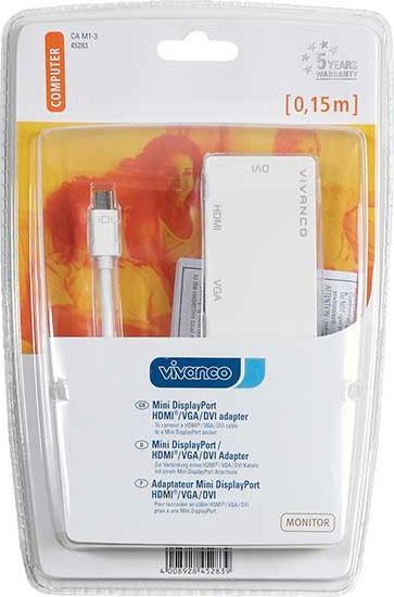 Produktbild Vivanco Adapter Mini DisplayPort - HDMI, DVI, VGA (Mini DP, 10 cm)