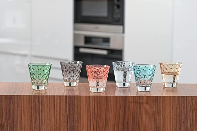 Actual product image Leonardo Drinking glass Optic Pastel 215 ml, 6 pieces, Multicoloured (0.22 l, 6 x)
