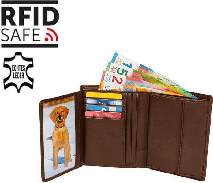 Welltravel Leder-Portemonnaie mit RFID-Schutz, braun