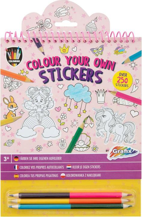 Actual product image Grafix Colour your own stickers with crayons - Fantasy World (Multicoloured, 250 x)