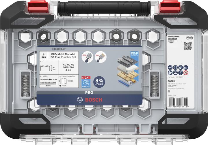 Produktbild Bosch Professional Zubehör PRO Multi Material PC Plus Lochsägen-Set, 9-tlg. (32Millimeter, 38 Millimeter, 64 Millimeter, 51 Millimeter, 25 Millimeter, 20 Millimeter)