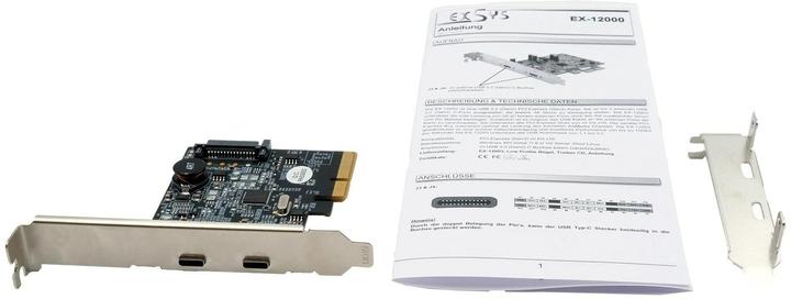 Produktbild Exsys GmbH 2 Port USB 3.2 Gen2 PCIe (x4) Karte mit 2x C™ Anschluss (Asmedia)