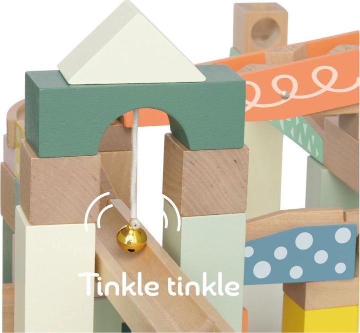 Actual product image Classic World Wooden marble run building set, 62 pieces.