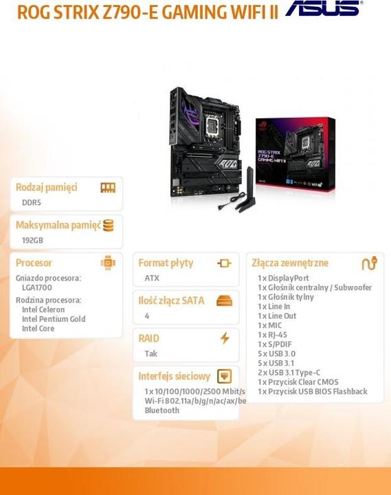 Actual product image ASUS ROG STRIX Z790-E GAMING WIFI II (LGA 1700, Intel Z790, ATX)
