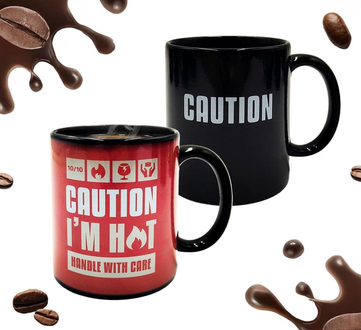 Actual product image Mad Monkey Caution I am Hot" mug - with colour change (300 ml, 1 x)