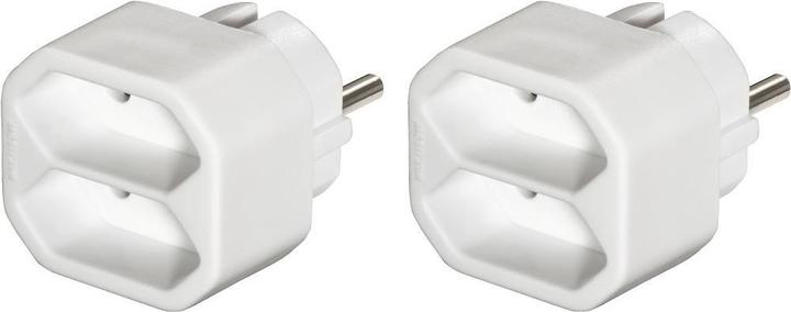 Hama Adaptateur de prise 2x, 2x prise Euro, pack de deux, blanc (2 x)