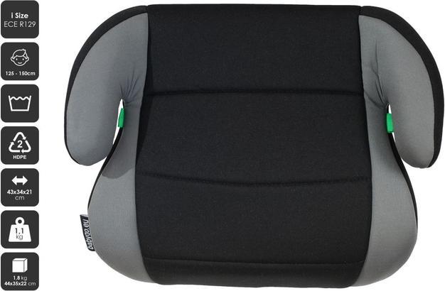 Produktbild BabyGo - Sitzerhöhung BOOSTER i-Size - schwarz/grau (Kindersitzerhöhung, ECE R129/i-Size Norm)