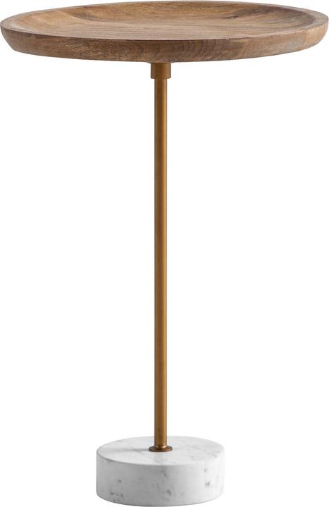 Produktbild FineBuy Beistelltisch Anstelltisch Massivholz Marmor Ø 40 cm Wohnzimmertisch (40 x 40 x 55 cm)