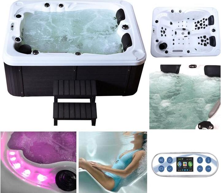 Produktbild Home Deluxe Outdoor Whirlpool GARDEN, 51 Massagedüsen, Beleuchtung, Treppe und Thermoabdeckung, 2 Personen