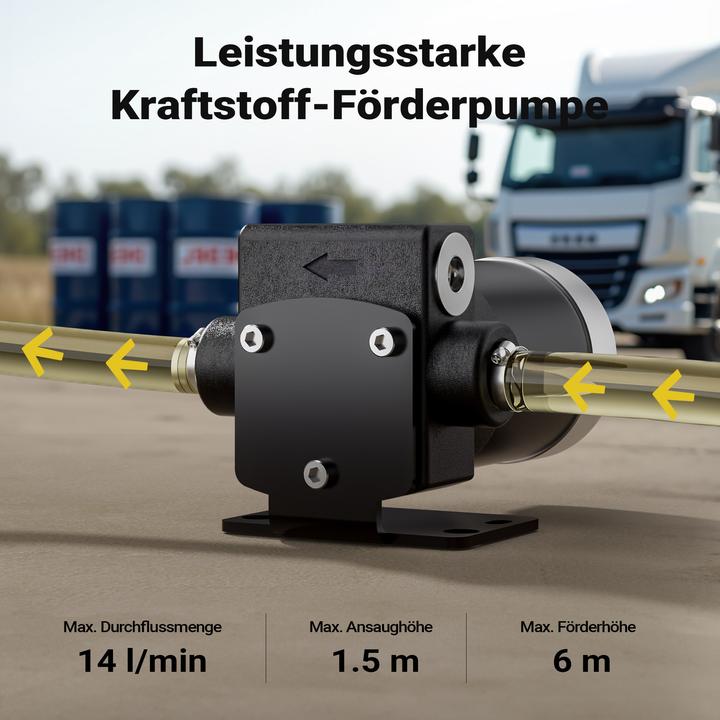 Produktbild Wiltec Transferpumpe 12V 75W Kraftstoffpumpe 14l/min Förderpumpe Diesel/Benzin