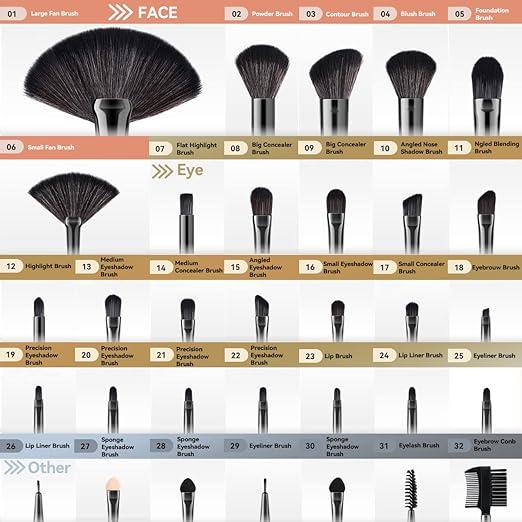 Actual product image Yuwaku 32 pieces Makeup Brushes Set with Bag No.20 (Eyebrows)