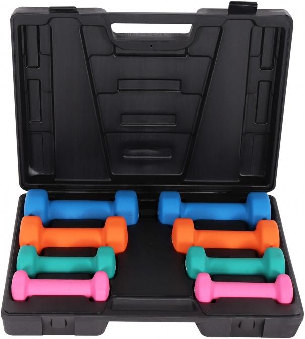 Actual product image Gorilla Sports Gymnastikhanteln Set 10 kg mit Koffer (2 x 2 kg, 2 x 1.5 kg, 2 x 1 kg, 2 x 0.5 kg)