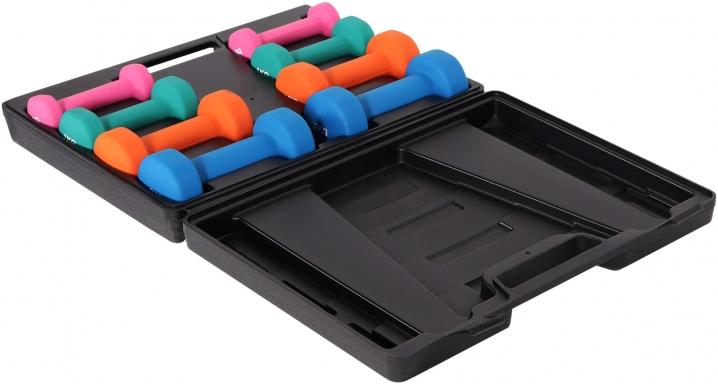 Actual product image Gorilla Sports Gymnastikhanteln Set 10 kg mit Koffer (2 x 2 kg, 2 x 1.5 kg, 2 x 1 kg, 2 x 0.5 kg)