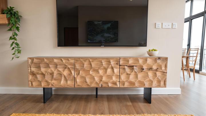 Actual product image FineBuy TV Schrank Lowboard 160 cm Holz Massiv Fernsehkommode Fernsehschrank