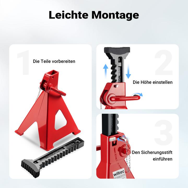 Actual product image Wiltec Support trestle set of 2 up to 12 tonnes Height-adjustable car trestle