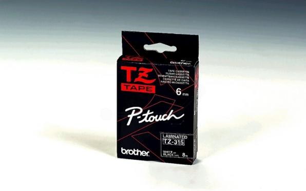 Produktbild Inkadoo Brother TZ315 P-Touch weiss auf schwarz Laminat 6mm x 8m P-Touch (0.60 cm, Weiss)