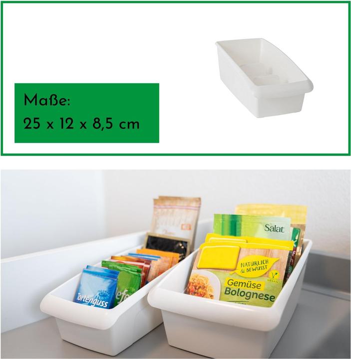 Produktbild Novaliv Suppentütenbox klein Schubladen Organizer Küche - 25 x 12 cm WEISS Gewürzaufbewahrung Box -