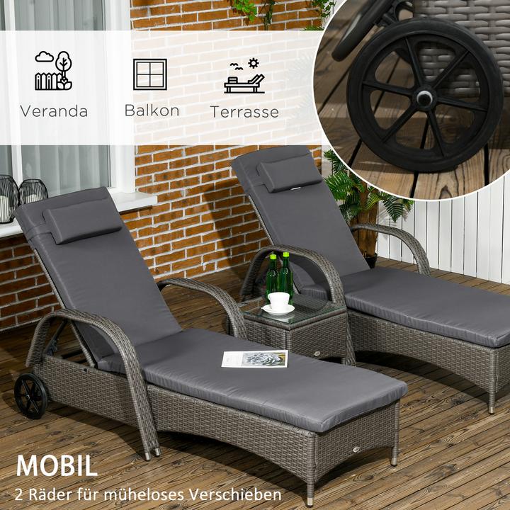 Image du produit Outsunny Bains de soleil en rotin avec table (200 cm)
