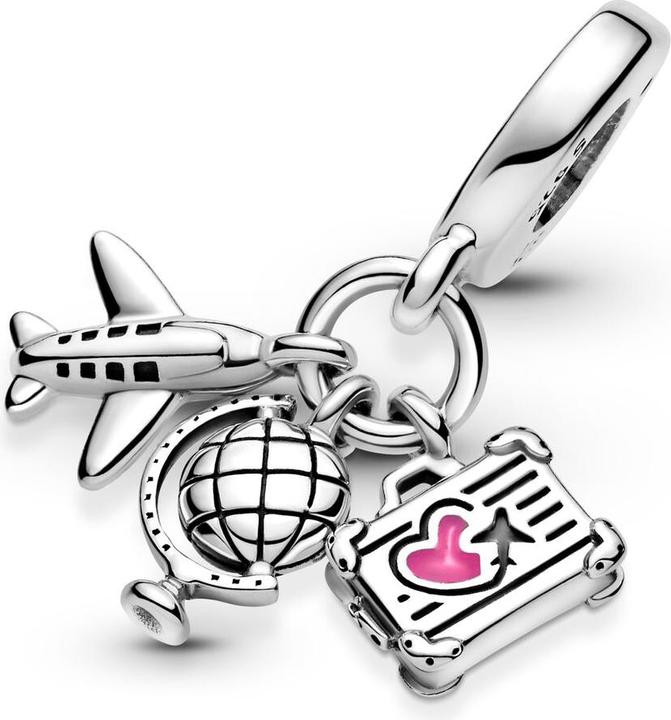 Actual product image Pandora Aeroplane, globe and suitcase (Silver 925)