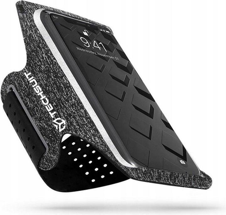 Techsuit - Sports Armband (TH10) - with Velcro, for Phones, max 6.5" - Gray / White