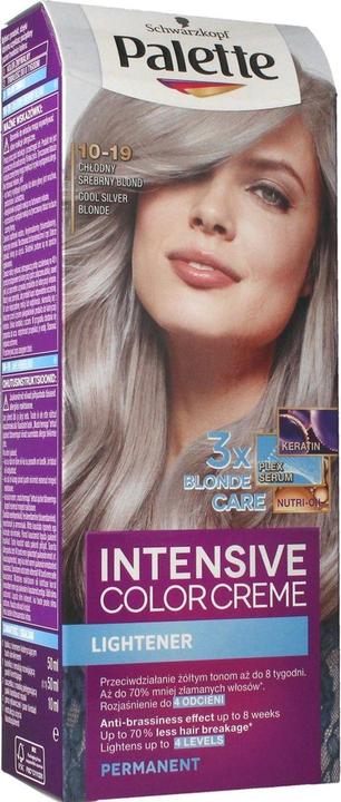 Schwarzkopf PALETTE Intensive Color Creme Lightener cream hair dye 10-19 Cool Silver Blonde (10-19 Cool Silver Blonde)