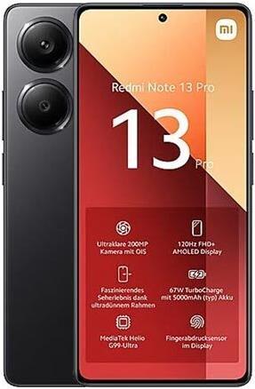 Produktbild Xiaomi Redmi Note 13 Pro (512 GB, Midnight Black, 6.67", Hybrid Dual SIM, 200 Mpx, 4G)