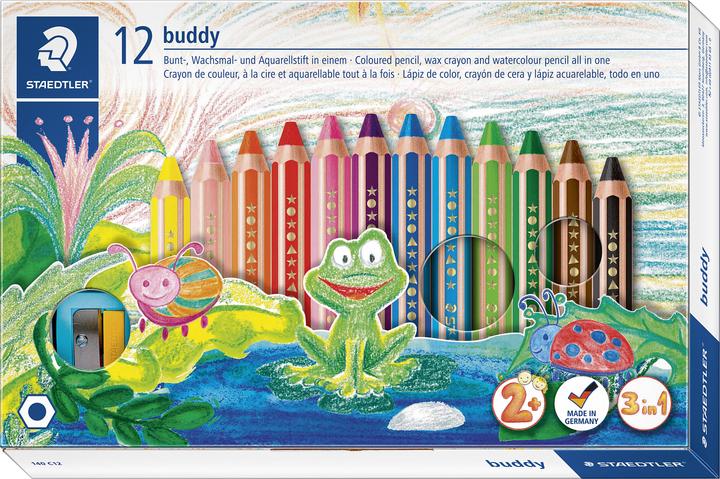Staedtler Matite colorate Junior 140, con temperino, 12 colori (Multicolore, 12 x)