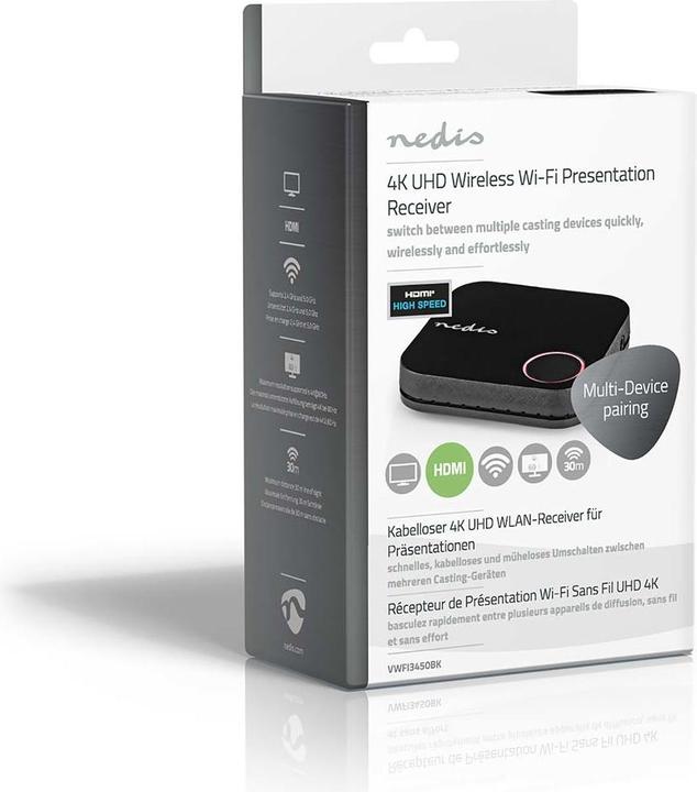 Actual product image Nedis Wireless HDMI™ Receiver | WLAN | 2400 MHz | 30.0 m (line of sight) | 4K@60Hz | 0.04 Gbps | PVC