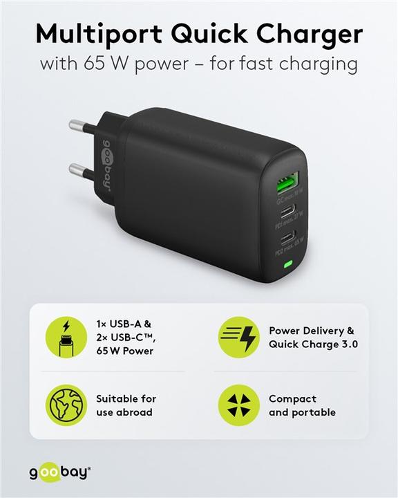 Produktbild Goobay Multiport-Schnellladegerät (65 W)