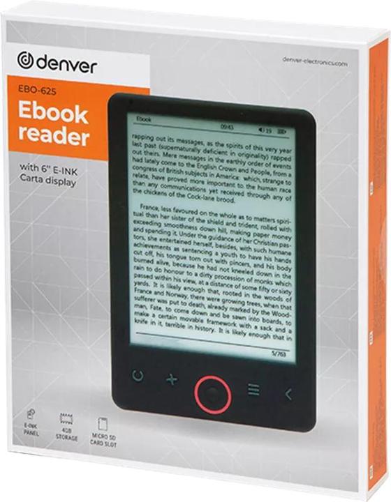 Produktbild Denver E-READER EBO-626 (6", 4 GB, Juoda)