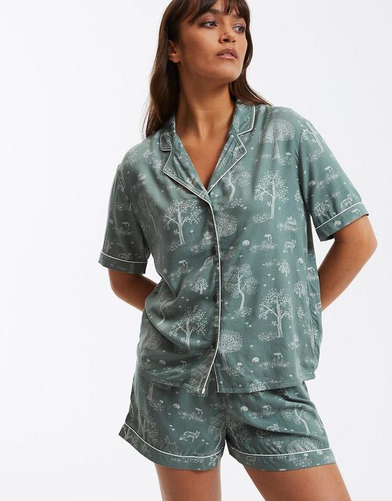 La Redoute Collections Kurzpyjama mit Naturprint