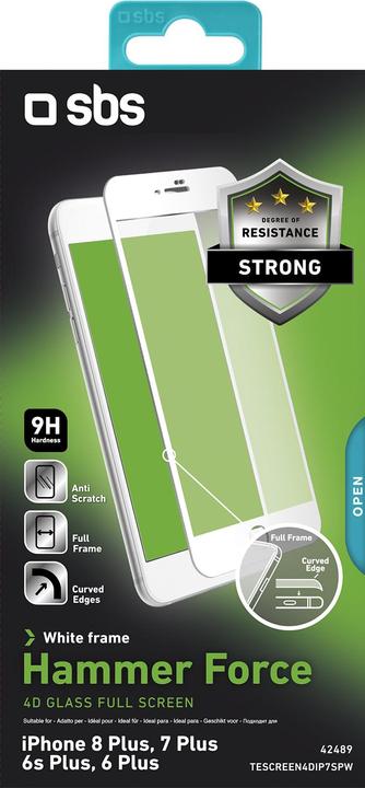 Actual product image SBS 4D Glass Screen Protector for iPhone 8 Plus/7 Plus/6s Plus/6 Plus (1 Piece, Apple iPhone 6s Plus, Apple iPhone 8 Plus)