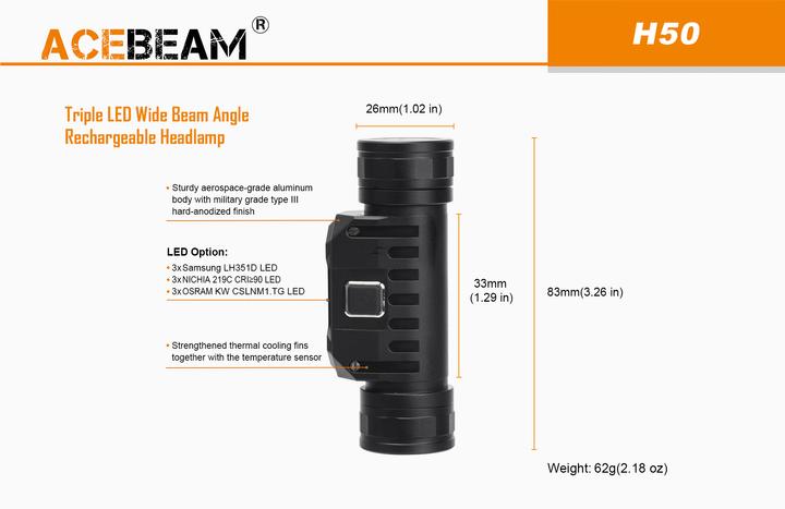 Produktbild AceBeam H50 Triple LED Stirnlampe (2000 lm)