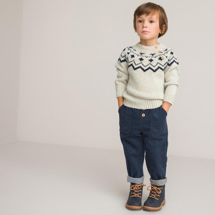 Image du produit La Redoute Collections Pantalon droit en velours côtelé avec doublure en jersey (74)