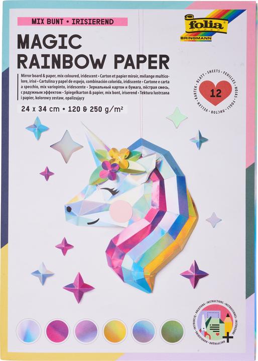 Image du produit Folia Papier à motifs papier préféré Rainbow irisé (120 g/m², 1 x)