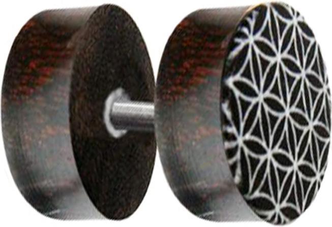 Immagine prodotto Star Piercing Fake Plug Blume des Lebens aus Tamarind Holz (senza ottone, Organico)